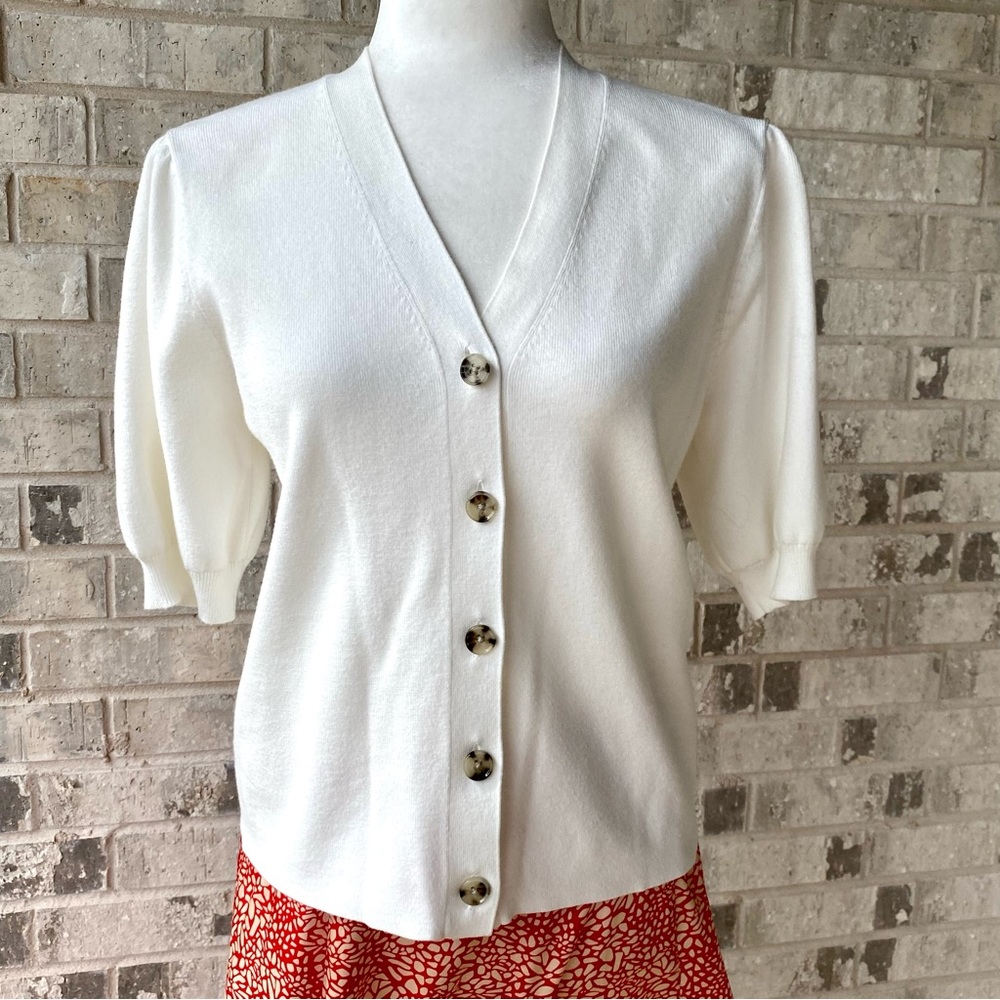 LOFT cropped Cream Summer Cardigan